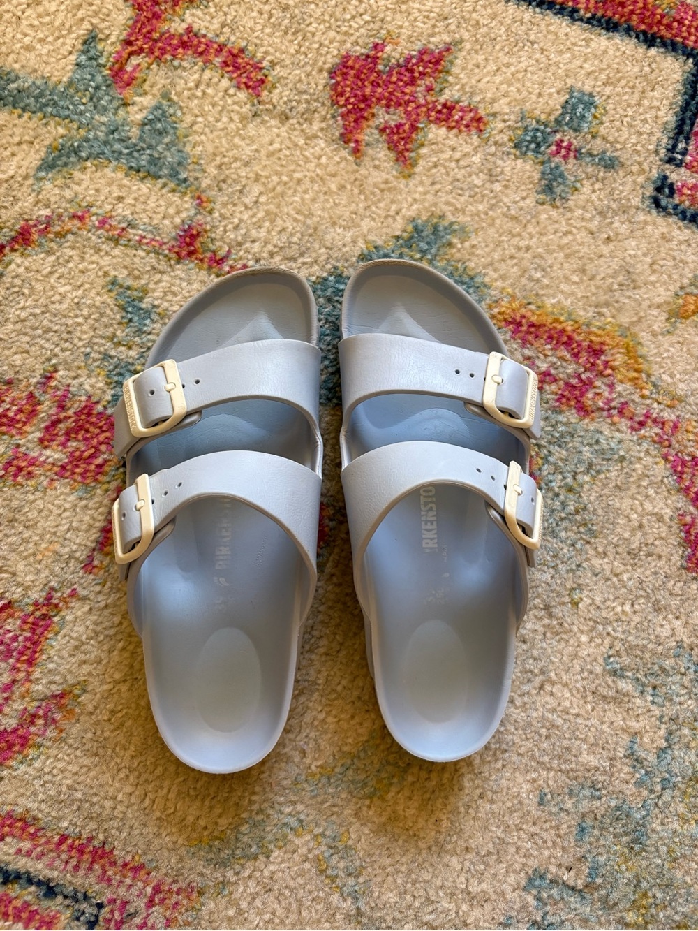 Birkenstock Light Blue Double Strap Slide Sandals